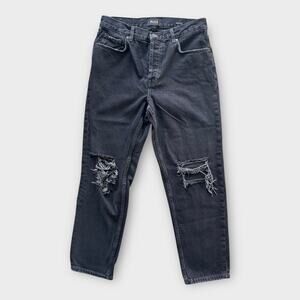 Rails Atwater Slouchy Straight Jeans Black Distressed Women's Size 27